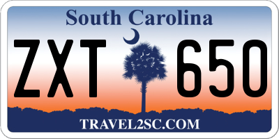 SC license plate ZXT650