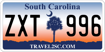 SC license plate ZXT996