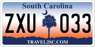 SC license plate ZXU033