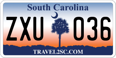 SC license plate ZXU036