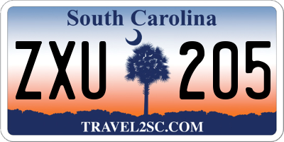 SC license plate ZXU205
