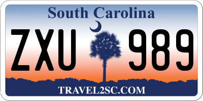 SC license plate ZXU989