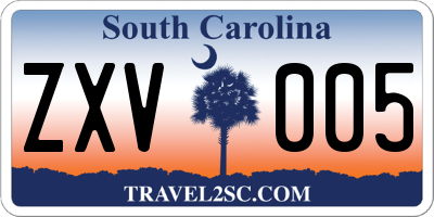 SC license plate ZXV005