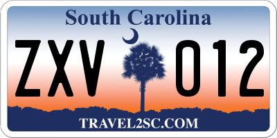 SC license plate ZXV012