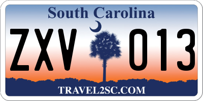 SC license plate ZXV013
