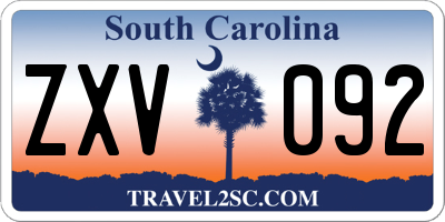 SC license plate ZXV092