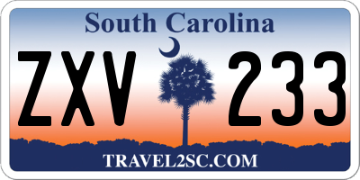 SC license plate ZXV233