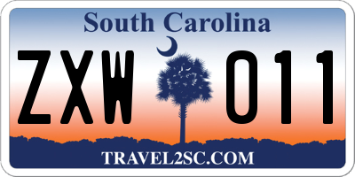 SC license plate ZXW011