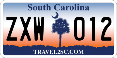 SC license plate ZXW012