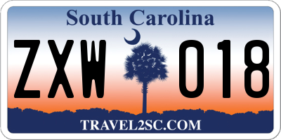 SC license plate ZXW018