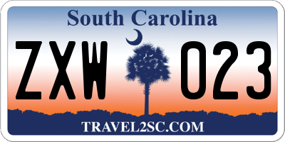 SC license plate ZXW023