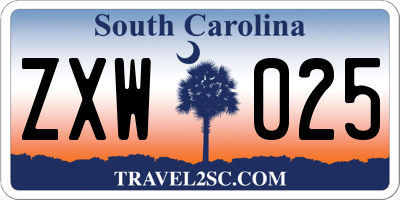 SC license plate ZXW025