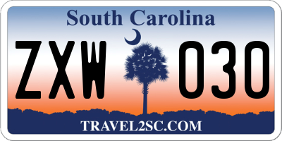 SC license plate ZXW030