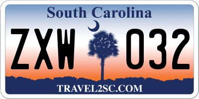 SC license plate ZXW032