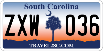 SC license plate ZXW036