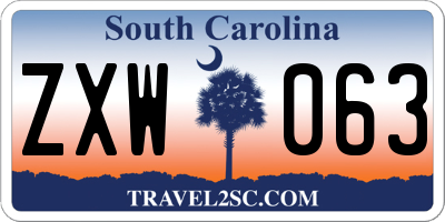 SC license plate ZXW063