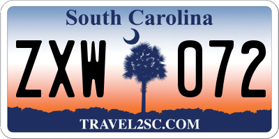 SC license plate ZXW072