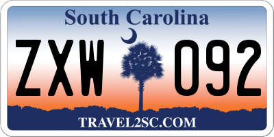 SC license plate ZXW092
