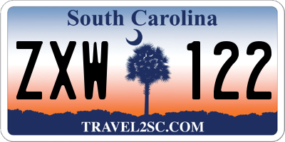 SC license plate ZXW122