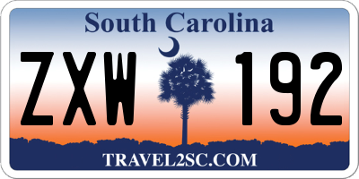 SC license plate ZXW192