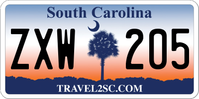 SC license plate ZXW205