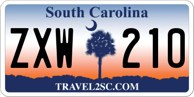 SC license plate ZXW210