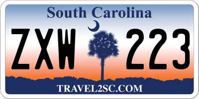 SC license plate ZXW223