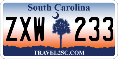 SC license plate ZXW233