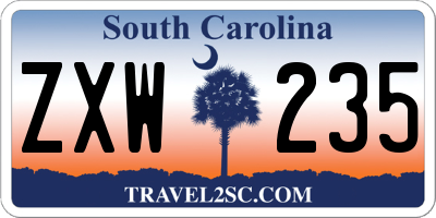 SC license plate ZXW235