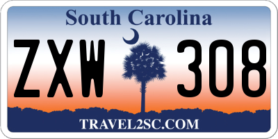 SC license plate ZXW308