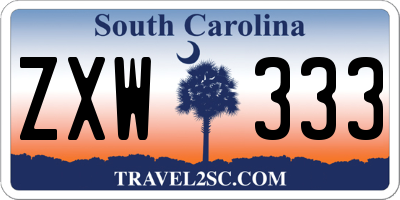 SC license plate ZXW333