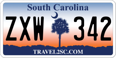 SC license plate ZXW342