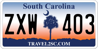 SC license plate ZXW403