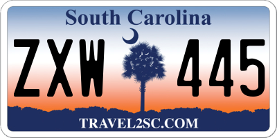 SC license plate ZXW445