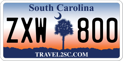 SC license plate ZXW800