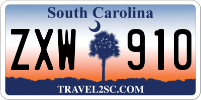 SC license plate ZXW910