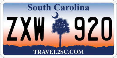 SC license plate ZXW920