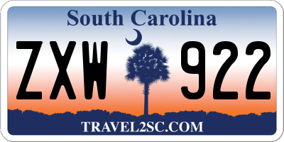 SC license plate ZXW922