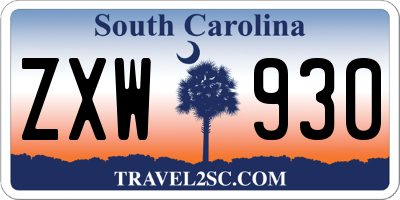 SC license plate ZXW930
