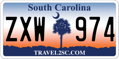 SC license plate ZXW974