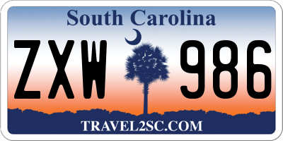 SC license plate ZXW986