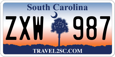 SC license plate ZXW987