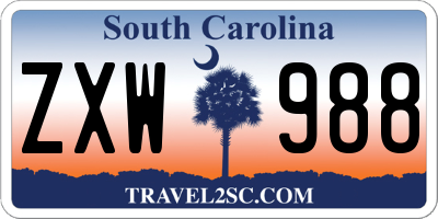 SC license plate ZXW988