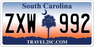 SC license plate ZXW992