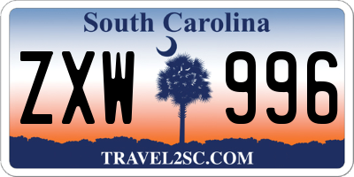 SC license plate ZXW996
