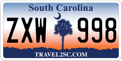 SC license plate ZXW998