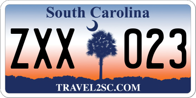 SC license plate ZXX023