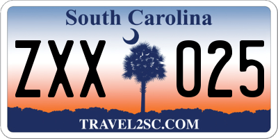 SC license plate ZXX025