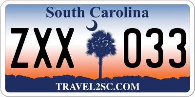 SC license plate ZXX033