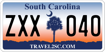 SC license plate ZXX040